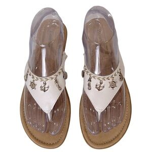 St. John’s Bay Women’s Nautical Charm Thong White Slip On Sandal Size-6.5